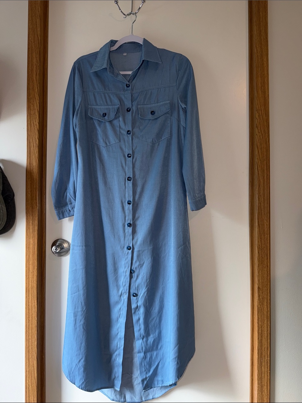 SHEIN Light Blue Button-Down Midi Shirt Dress